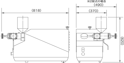 概略寸法（2段式均質バルブ仕様）